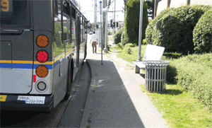 Bus shelters located away from where the bus stops are a problem in North Delta
